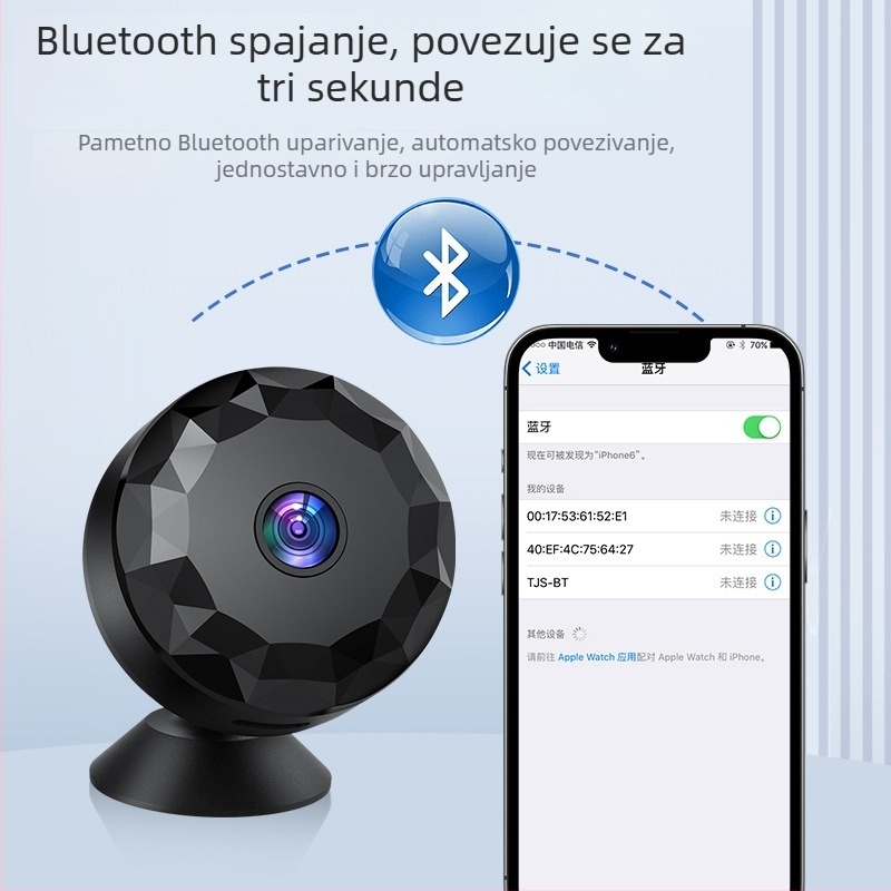 Pametna unutarnja kamera za nadzor – 2,8 mm žarišna duljina, domet 10–30 m, 480p rezolucija, upravljanje putem mobilne aplikacije, kompatibilna s iOS