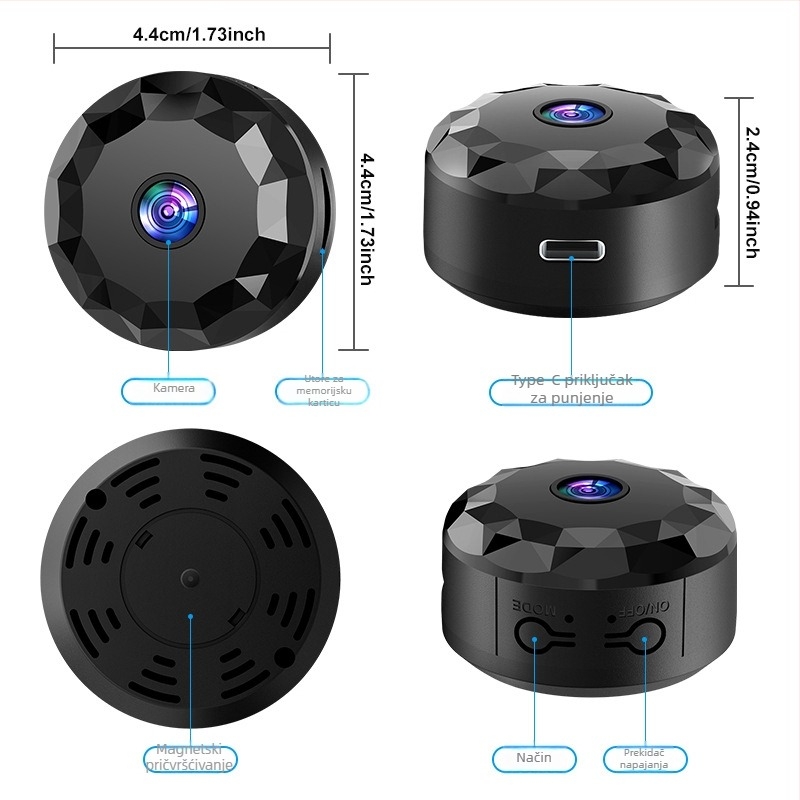 Pametna unutarnja kamera za nadzor – 2,8 mm žarišna duljina, domet 10–30 m, 480p rezolucija, upravljanje putem mobilne aplikacije, kompatibilna s iOS