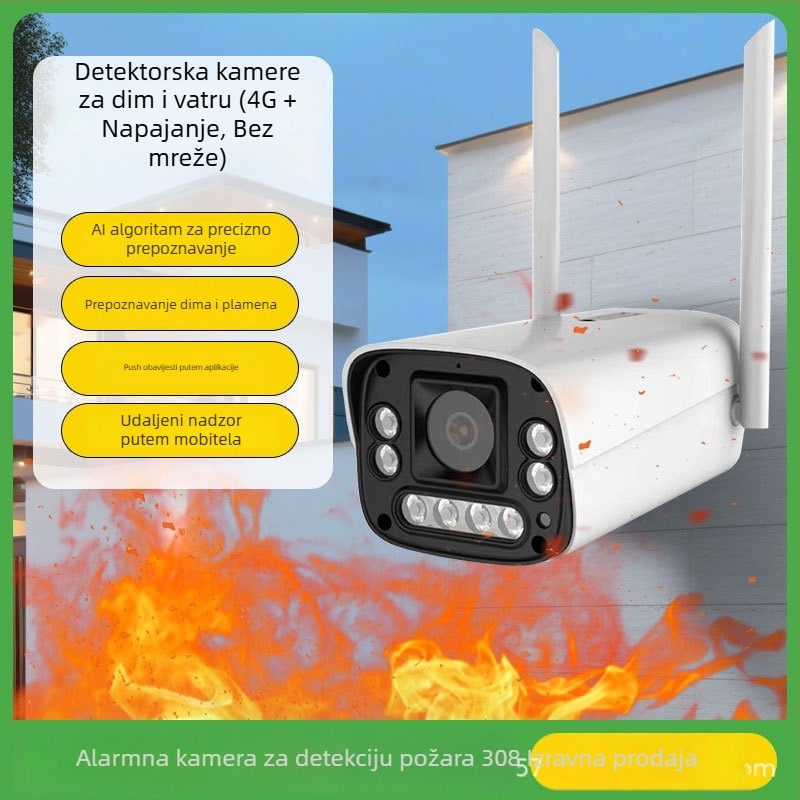 ML-WK670-HY PTZ kamera s detekcijom požara i dima, WiFi/4G, unutarnja i vanjska upotreba, daljinski mobilni pristup, horizontalno 340°, vertikalno 90°, 12V DC