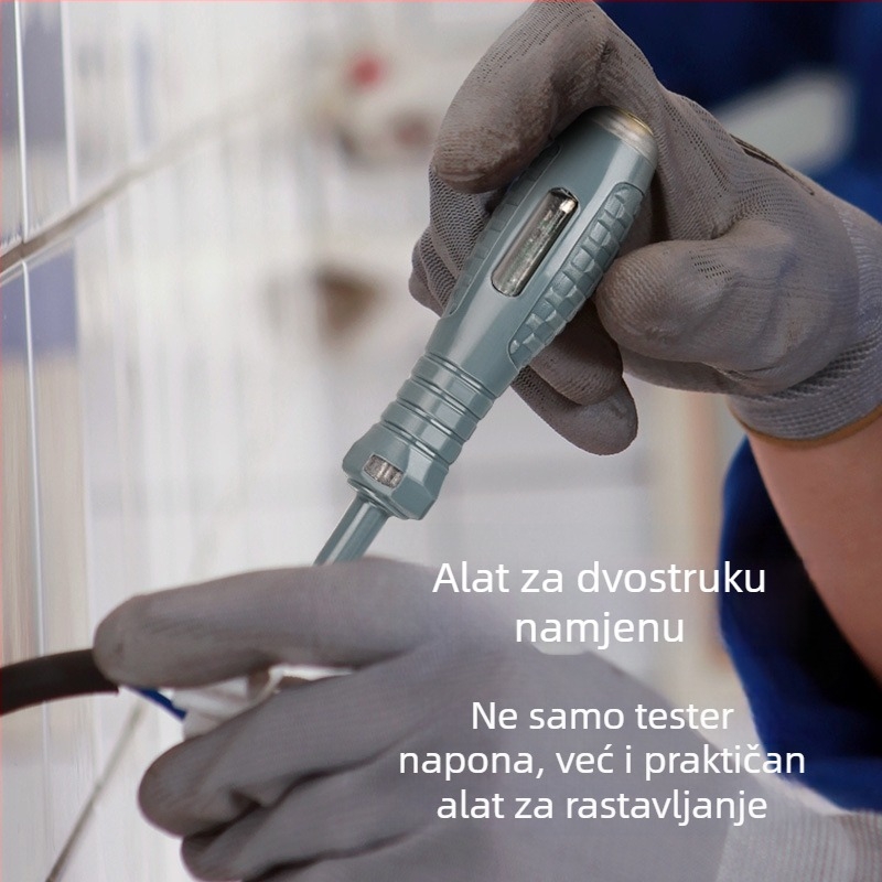 Tester napona s ugrađenim jasnim svjetlom, višenamjenski alat za električare s otkrivanjem prekida vodiča i odvijačem visokog momenta
