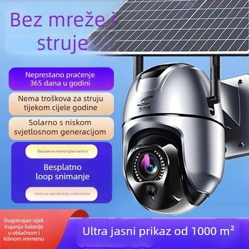 Solarna 4G nadzorna kamera, 1080P, interfon u realnom vremenu, noćni vid s IR osvjetljenjem 8 milijuna pikseli