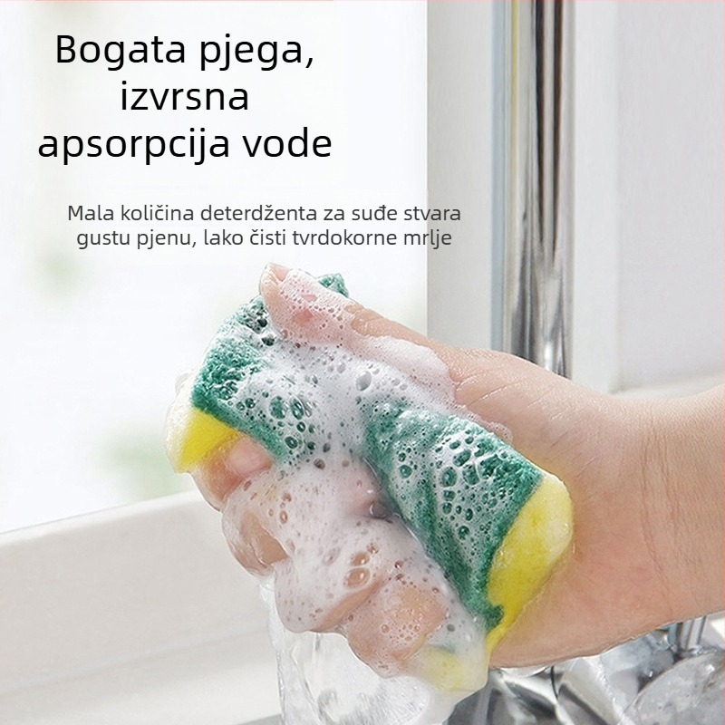 Dvostrano spužvasti čistač za posuđe, paket od 4 komada, kućno čišćenje (Materijal: spužva; Primjenljivo: posuđe; Funkcija: kućno čišćenje; Paket: 4 kom.)