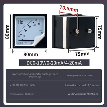 CHKL 6L2 Frekvencijski mjerač: 0-50 Hz, DC 10 V ulaz, mjerenje 4-20 mA struje i napona