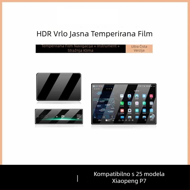 Zaštitnik zaslona od kaljenog stakla za središnji navigacijski zaslon Xpeng P7 — jednodijelni dizajn, antiotisci prstiju