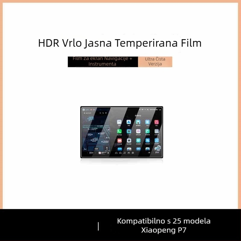 Zaštitnik zaslona od kaljenog stakla za središnji navigacijski zaslon Xpeng P7 — jednodijelni dizajn, antiotisci prstiju