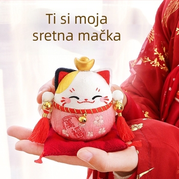 Ručno izvezeno torbicu s mačkom sreće — DIY komplet za ručno šivanje, talisman sigurnosti, za par, auto ukras