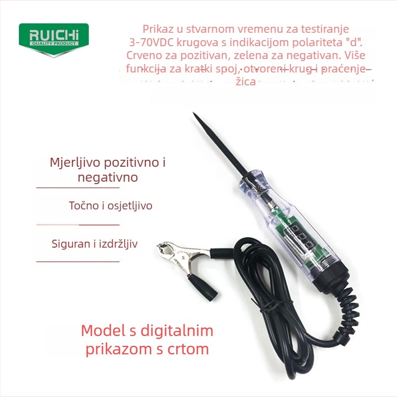 Ruichi tester automobilskih električnih krugova, olovka 3–70V, nedestruktivno mjerenje za održavanje