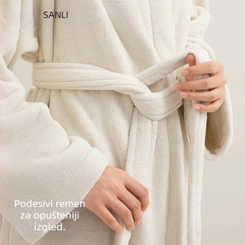 Unisex kupaonski ogrtač za parove s Panda izvezom, Coral fleece materijal