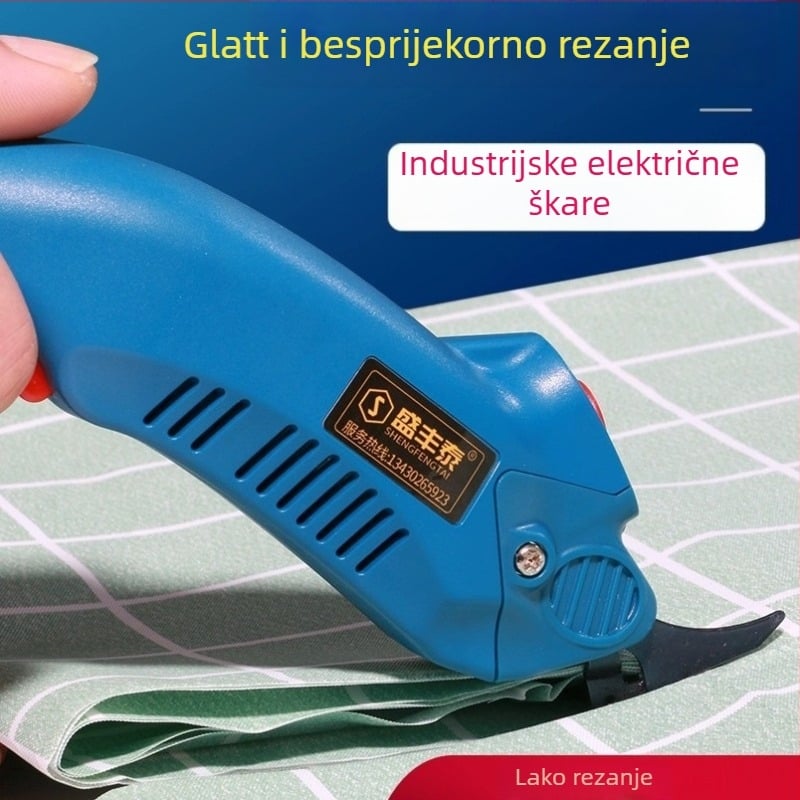 Ručne držane električne škare za tkanine, kompaktne, 220V, kompatibilne s kožom, kartonom, tkaninom, podnim prostirkama i tepisima, radni raspon 110–220V