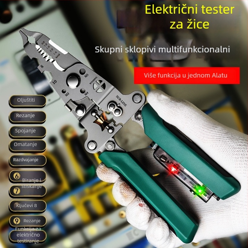 Sklopive kliješta za skidanje izolacije s detekcijom živog vodiča za električare (Brand: Enjoy; Težina: 0.20; Tip: kliješta za skidanje izolacije; Značajke: sklopive, Detekcija živog vodiča)