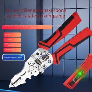16-u-1 višenamjenski alat za skidanje izolacije i krimpanje vodiča; Težina: 210 g