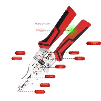 16-u-1 višenamjenski alat za skidanje izolacije i krimpanje vodiča; Težina: 210 g