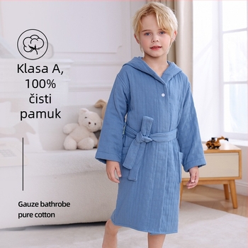 Dječji ogrtač za kupanje od 100% pamuka, zimski debeli, s kapuljom, unisex, upija i bez vlakana