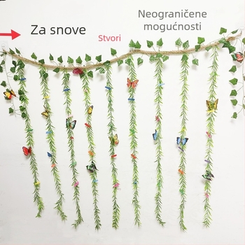 Dekor zidnih fotografija s auto-prijanjivim konopnim užetnim klipsama, stil drveno/pleteno, jednostavan dizajn, bez bušenja