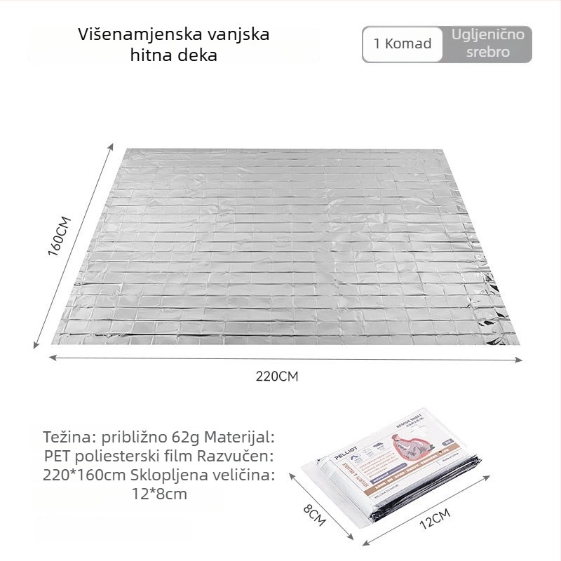 Pelliot Piknik Podmetač i Vanjska Deka za Hitne Slučajeve, Prijenosna Toplinska Izolacija, Reflektirajuća, Protuklizna