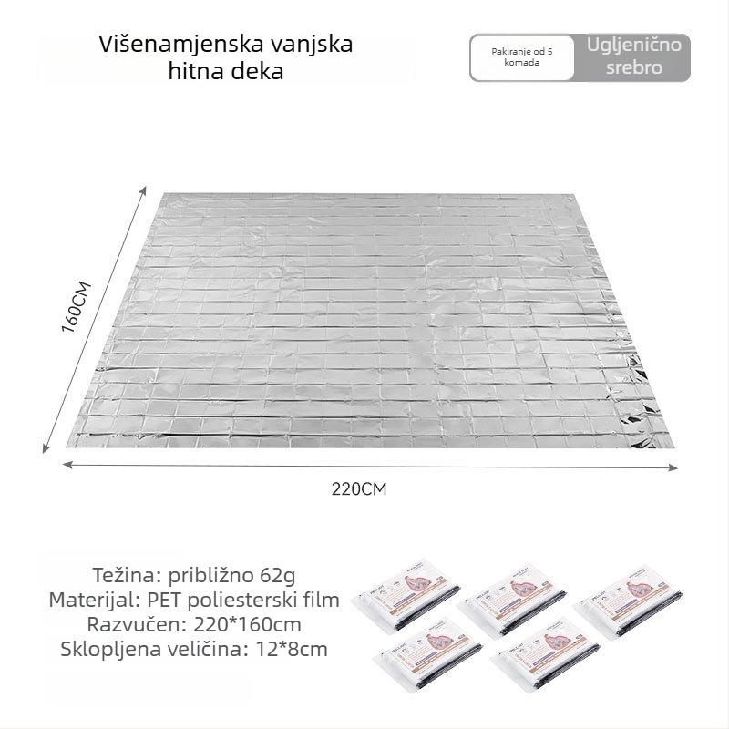 Pelliot Piknik Podmetač i Vanjska Deka za Hitne Slučajeve, Prijenosna Toplinska Izolacija, Reflektirajuća, Protuklizna