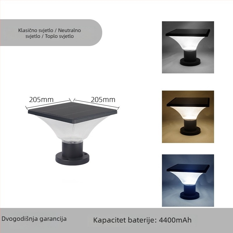 DONTA SG-2 vanjska LED solarna svjetiljka za tlo, aluminij, IP65, 7W, trajanje 6–12 sati