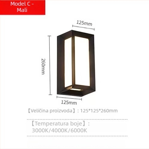 LED vanjska zidna svjetiljka - moderni minimalistički dizajn, IP54 vodonepropusno, aluminijsko kućište, 6–10W, 220V, 120° snop