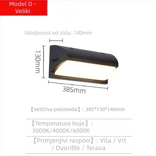 LED vanjska zidna svjetiljka - moderni minimalistički dizajn, IP54 vodonepropusno, aluminijsko kućište, 6–10W, 220V, 120° snop