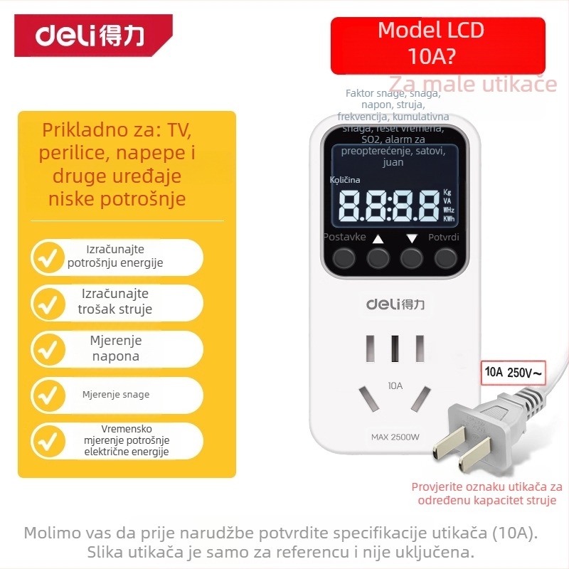 Mjerni uređaj za klima uređaj – nadzor potrošnje energije, tester potrošnje, električni mjerač, Brend: Effective