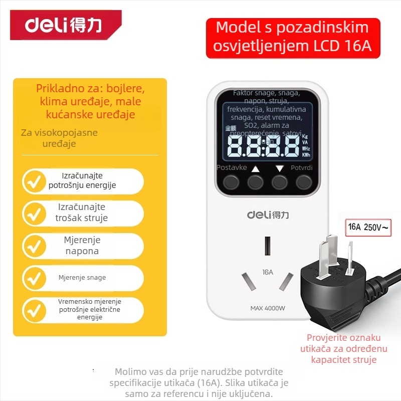 Mjerni uređaj za klima uređaj – nadzor potrošnje energije, tester potrošnje, električni mjerač, Brend: Effective