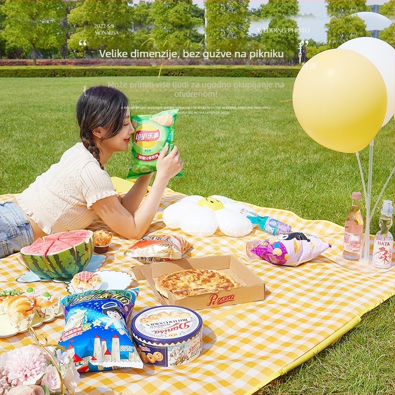 Piknik podloga od Oxford tkanine, otporna na vlagu, PVC podloga, vanjska upotreba za kampiranje i plažu, prijenosna travnata podloga, moderan jednostavan stil
