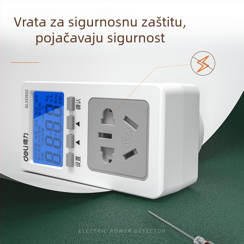 Effective DL333502 Monitor snage za utičnicu – mjerni uređaj za potrošnju električne energije s LCD zaslonom, 10A, 3C potvrđeno