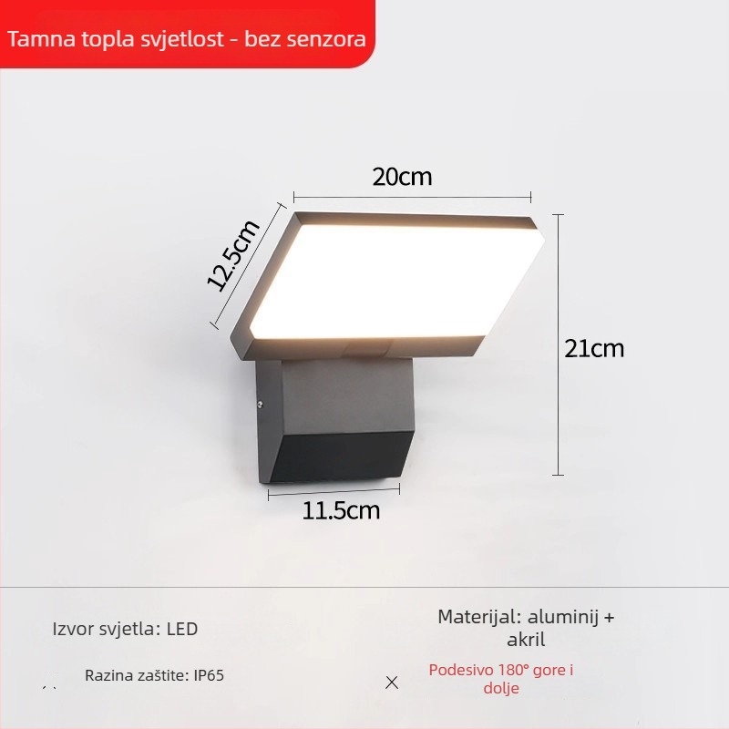 Vanjska vodootporna senzorska zidna svjetiljka za vile, dvorišta i vrtove - sklopiva i rotirajuća, 220V, 36 LED, 990 lm, IP65, 3000-6500K