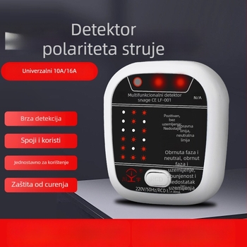 Fazni detektor i tester utičnice Kawashu LF-001 (Fazna detekcija; Tester utičnice; Polaritet; Curanje; Uzemljenje)