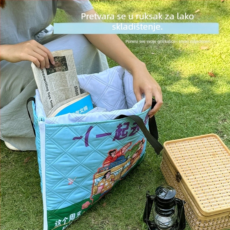 Piknik podmetač s protukliznim slojem i vodootpornim slojem, površina od Oxford platna i podstava od sprej-pokrivenog pamuka, težina 1000 g, sklopiva, prijenosna za kampiranje i piknik, za 1–2, 2–4 ili 4–6 osoba