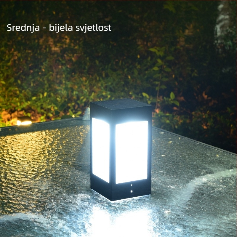 Solarna LED kolumna svjetiljka, vanjska IP65 vodootporna, 5W, 2.4V, indukcijski prekidač, model Square Column Head Lamp