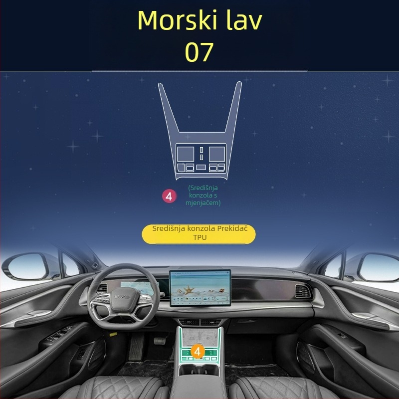 BYD Hiace 07EV unutarnji zaštitni film za središnju ploču i zaslon navigacije – TPU kaljeni zaštitni film, otporan na visoke i niske temperature, opća namjena