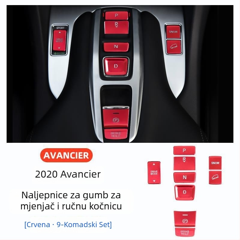 Aluminijska unutarnja dekorativna naljepnica za područje ručice mjenjača i ručne kočnice za Honda UR-V (2017–2020), uz prilagođenu obradu.