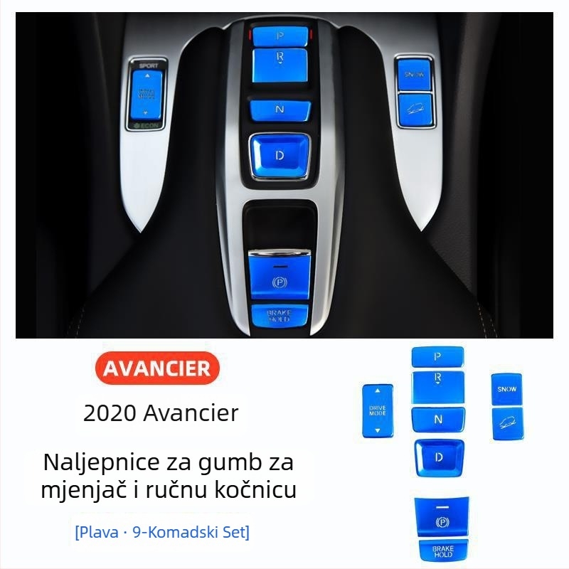Aluminijska unutarnja dekorativna naljepnica za područje ručice mjenjača i ručne kočnice za Honda UR-V (2017–2020), uz prilagođenu obradu.