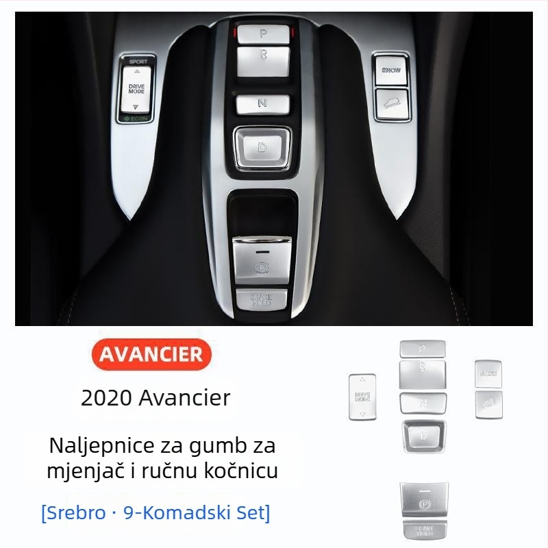 Aluminijska unutarnja dekorativna naljepnica za područje ručice mjenjača i ručne kočnice za Honda UR-V (2017–2020), uz prilagođenu obradu.