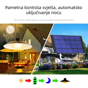 LED solarni luster za vanjsku rasvjetu, ukras vrtu, IP65, 15W, 6–12h radnog vremena, senzor svjetla, model A2