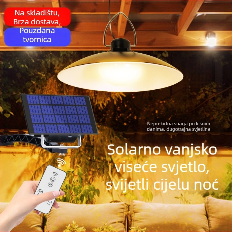 LED solarni luster za vanjsku rasvjetu, ukras vrtu, IP65, 15W, 6–12h radnog vremena, senzor svjetla, model A2