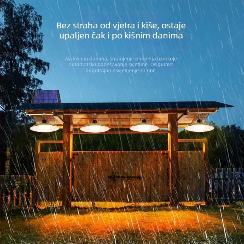 LED solarni luster za vanjsku rasvjetu, ukras vrtu, IP65, 15W, 6–12h radnog vremena, senzor svjetla, model A2