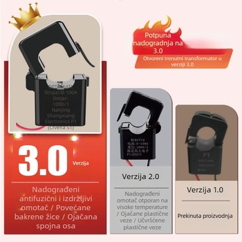 Inteligentni prekidač mjernog modula — otporan na plamen PC panel, mesingana ploča, 100–240V AC, 80A, vijek trajanja ≥10.000 ciklusa