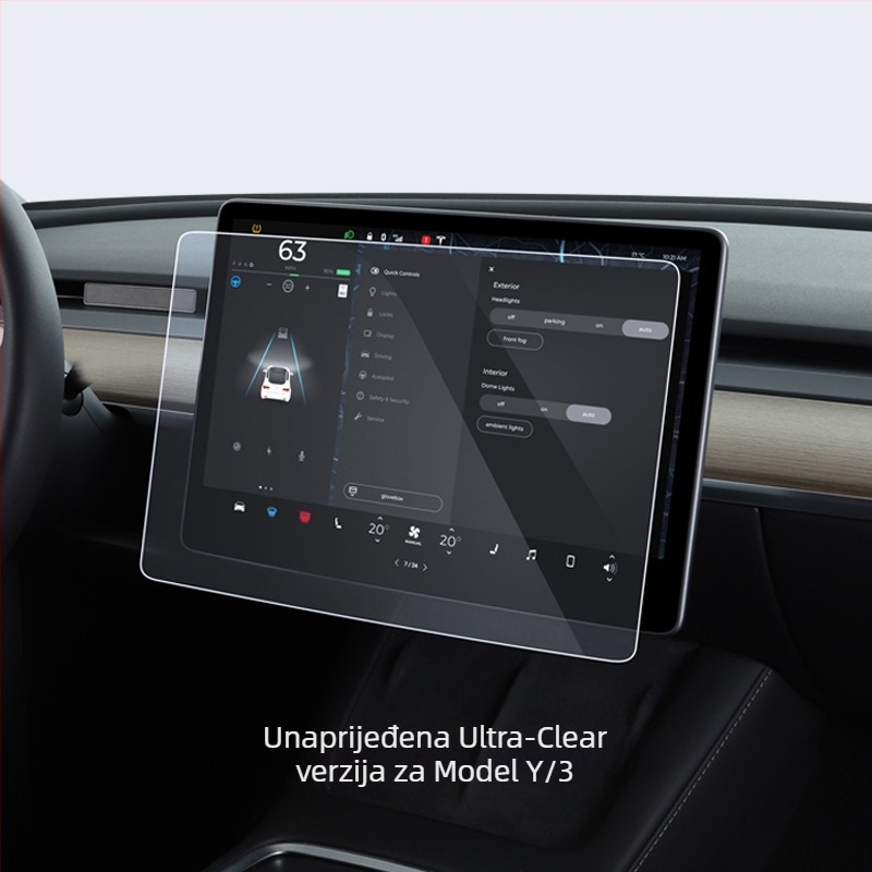 Tesla Model 3 zaslon na središnjoj ploči — zaštitno staklo za središnji zaslon, HD unutarnji zaslon, montaža statičkim ljepilom, marka YZ