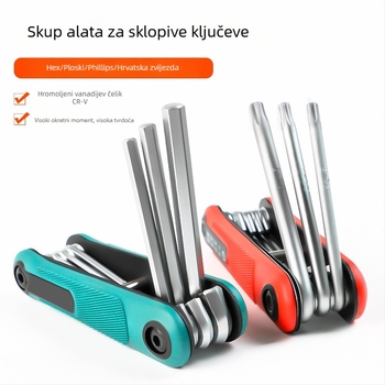 Sklopivi set imbus ključev s unutarnjim šesterokutnim glavama, od krom-vanadij čelika