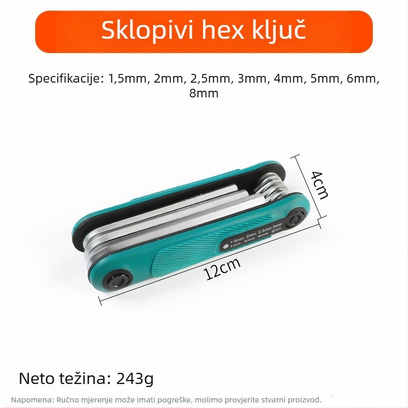 Sklopivi set imbus ključev s unutarnjim šesterokutnim glavama, od krom-vanadij čelika