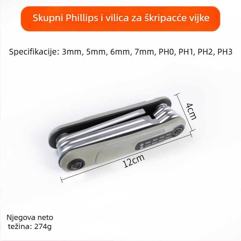 Sklopivi set imbus ključev s unutarnjim šesterokutnim glavama, od krom-vanadij čelika