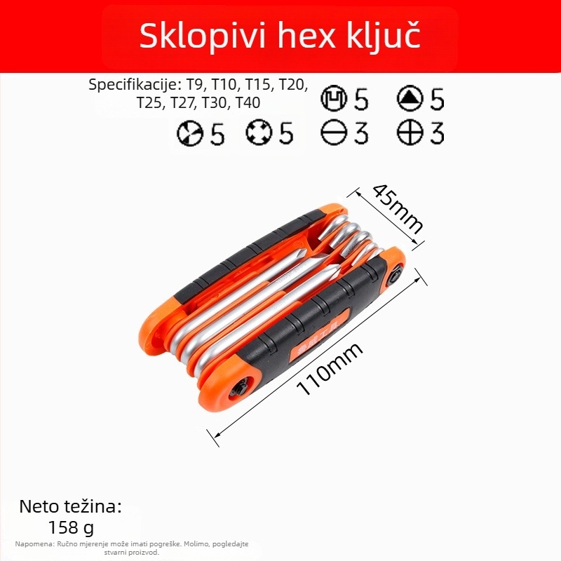 Sklopivi set imbus ključev s unutarnjim šesterokutnim glavama, od krom-vanadij čelika