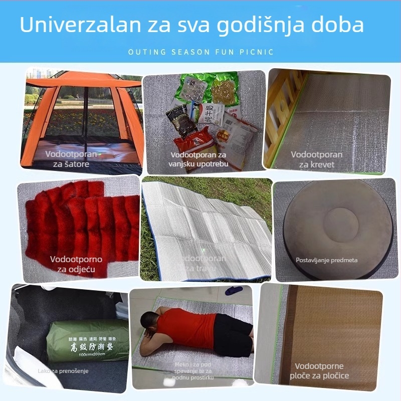 Podloga za kampiranje, aluminijska folija, 3 mm debljine, 200 g, sklopiva, pogodna za 4-8 osoba