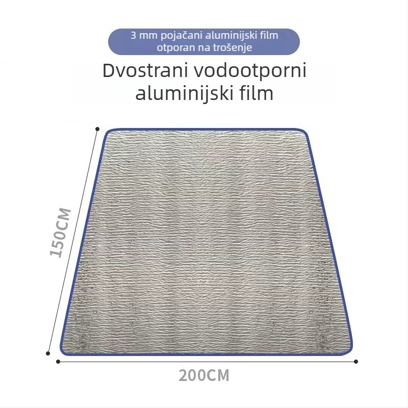 Podloga za kampiranje, aluminijska folija, 3 mm debljine, 200 g, sklopiva, pogodna za 4-8 osoba