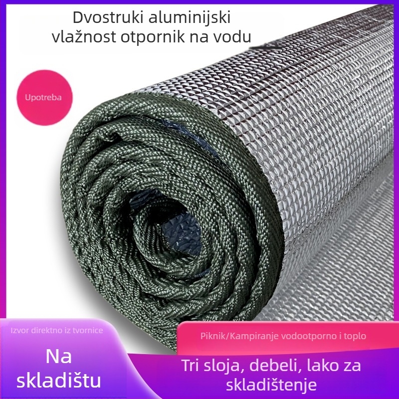 Dvostrani madrac s aluminijskom folijom za vlagu – kampiranje, vanjska EVA izolacijska podloga, kvadratnog oblika, za 4–8 osoba