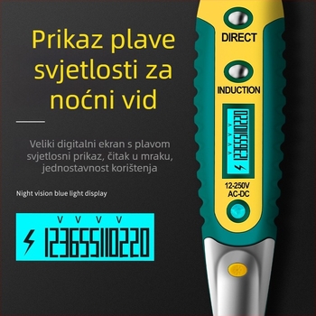 Tester napona u obliku olovke s LED zaslonom, visoka preciznost otkrivanja živih i neutralnih vodova, višenamjenski za kućnu uporabu