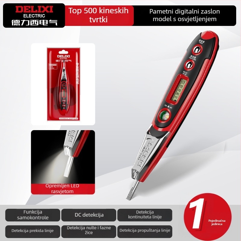 Delixi Electric profesionalni tester-olovka za električare s inteligentnim senzorom, digitalnim zaslonom, višenamjenski tester za otkrivanje prekida žica