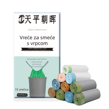 Jačane vreće za smeće s vezicom i automatskim zatvaranjem, PE materijal, nebiološki razgradive